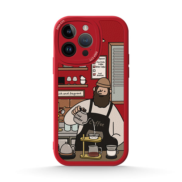 Coffee Beard - Red - iPhone Case