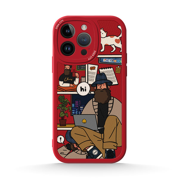 Working Beard - Red - iPhone Case